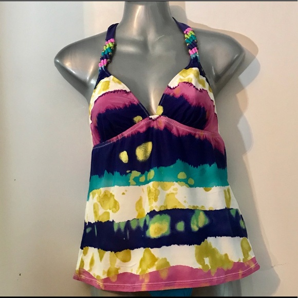 Tankini Top only ABS by Allen Schwartz Swimwear Multicoloured Size 6 - Picture 3 of 12